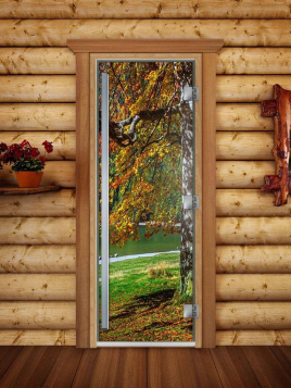 Дверь для сауны DoorWood Престиж А089 с фотопечатью, 70х190, коробка ольха