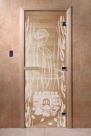 Стеклянная дверь DoorWood Волшебный пар прозрачная, коробка ольха
